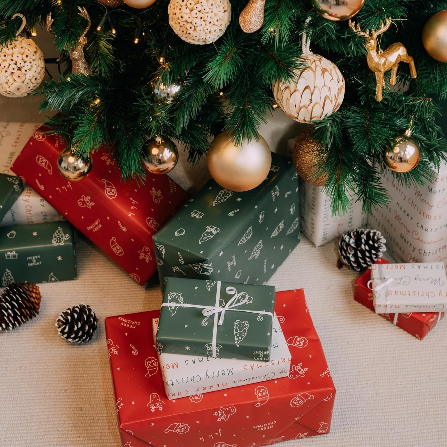 Beautiful Christmas Gift Wrapping Paper Rolls - Set of 3 Quality Paper Rolls With Cute Designs For Small & Medium Size Gifts - Add a Touch of Magic to Every Gift You Wrap - 17 in x 120 in Per Roll - Image 7
