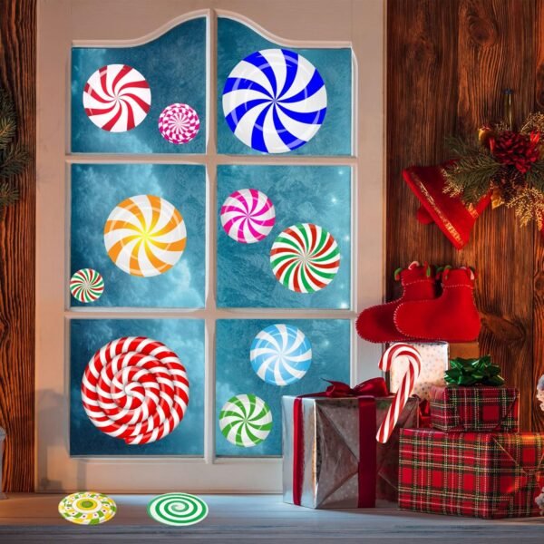Funnlot 57PCS Peppermint Floor Decals Christmas Wall Stickers Christmas Decals for Wall Christmas Stickers for Wall Candy Wall Stickers Christmas for Candyland Decoration - Image 6