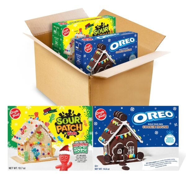 Create-A-Treat OREO and SOUR PATCH KIDS Holiday Cookie House Decorating Kits, 2 Pack Holiday Cookie Decorating Variety - Image 11
