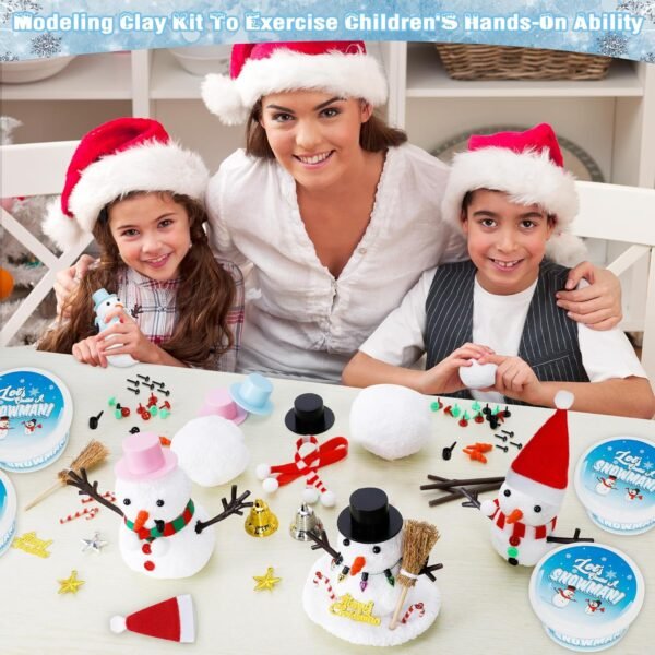 Christmas Craft Kit, 8 Pack Snowman Kit DIY Christmas Ornaments, Build a Snowman Kit Indoor Decorations, Creative Kids Air Dry Modeling Clay, Xmas Activities Snowman Making Kit Toys for Holiday - Image 5