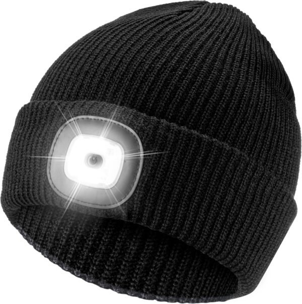 Etsfmoa Unisex Hat with Light,Winter Knitted Lighted Beanie for Men and Women,Rechargeable LED Cap - Image 2