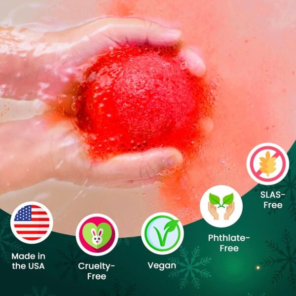Christmas Bath Bombs for Kids with Surprise Toys Inside (6 Pack) - Christmas Gifts and Stocking Stuffers for Kids & Boys and Girls - Holiday Bubble Bath with Cheerful Scents, USA Made by Two Sisters - Image 9