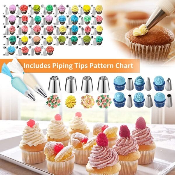 Cake Decorating Tools Supplies Kit: 236pcs Baking Accessories with Storage Case - Piping Bags and Icing Tips Set - Cupcake Cookie Frosting Fondant Bakery Set for Adults Beginners or Professional, Blue - Image 6