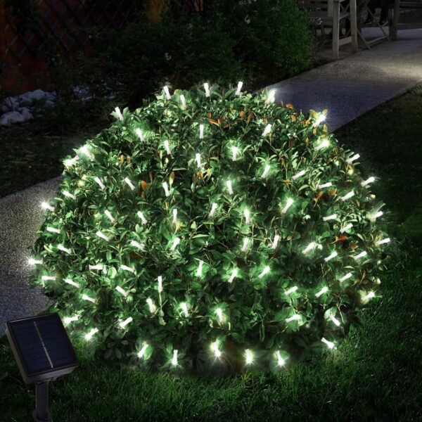 Solar Powered Christmas Net Lights Outdoor Mesh Lights for Bushes, 8 Modes Solar Christmas Lights Decorations Outdoor for Garden, Yard, 6.56Ft*6.56Ft (White) - Image 2