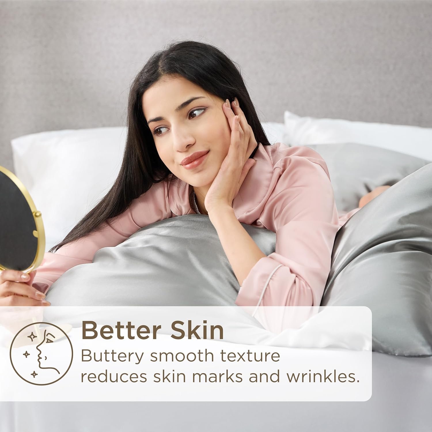Bedsure Satin Pillowcase for Hair and Skin Queen - Silver Grey Silky Pillowcase 20x30 Inches - Set of 2 with Envelope Closure, Similar to Silk Pillow Cases, Gifts for Women Men - Image 5