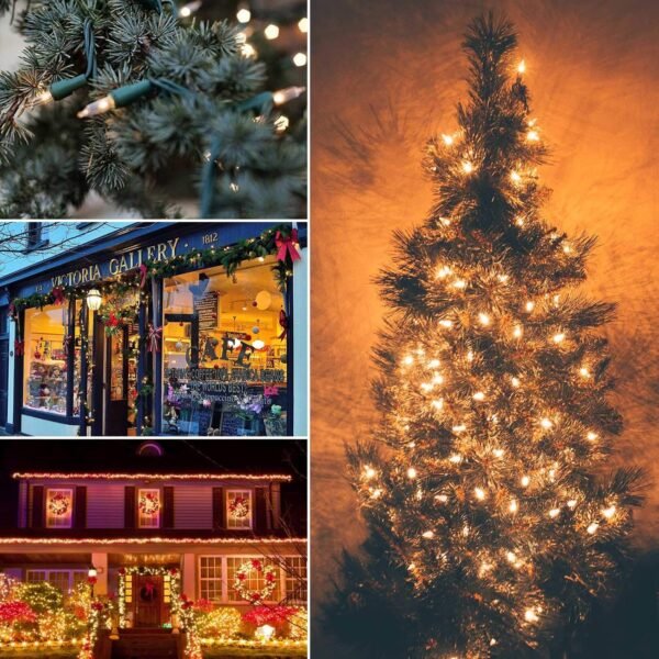 Minetom Clear Christmas Lights Set 100 Count 25 Feet Incandescent Bulb Mini String Lights for Indoor Christmas Tree Garland Birthday Wedding Party Festival Decoration, White Wire - Image 8