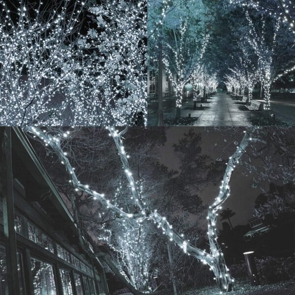 LJLNION 300 LED String Lights Outdoor Indoor, Extra Long 98.5FT Super Bright Christmas Lights, 8 Lighting Modes, Plug in Waterproof Fairy Lights for Holiday Wedding Party Bedroom Decorations ( White) - Image 6