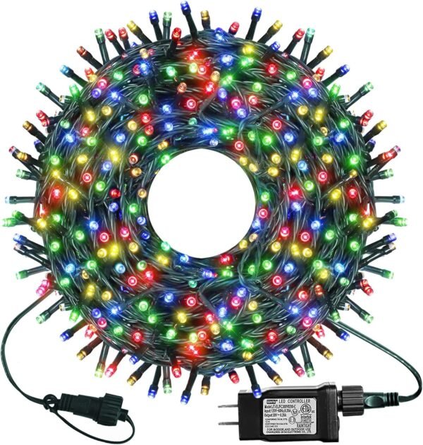 kemooie 300 LED Christmas Lights, 99FT Connective Green Wire Fairy Lights, Plug in 8 Lighting Modes, for Outdoor Christmas Tree Lights Wedding Party Decoration (Multicolor) - Image 2
