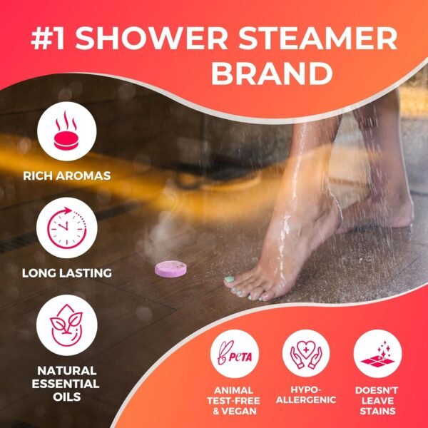 Cleverfy Shower Steamers Aromatherapy - Christmas Box of 6 Premium Shower Bombs with Essential Oils.Self Care Christmas Gifts for Women and Gifts for Mom. Red Set - Image 5