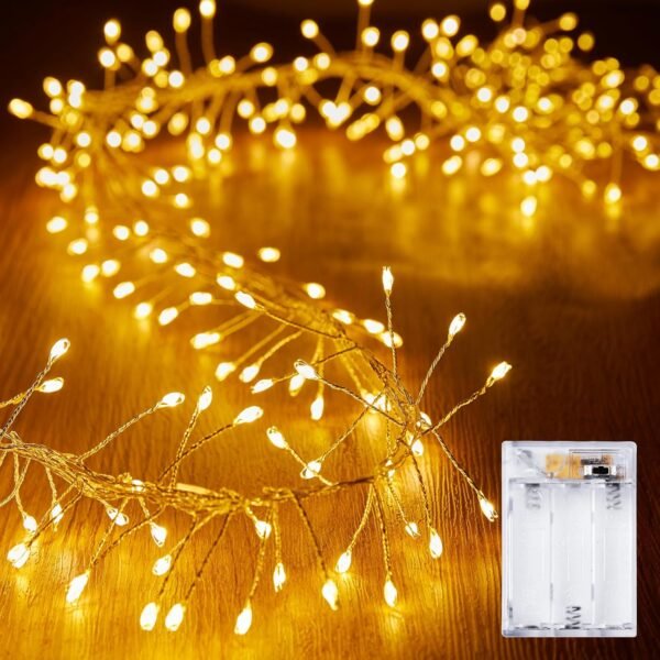 10Feet Battery Operated Fairy Lights, 120LEDs Firecracker String Lights Waterproof Silver Wire Starry Firefly Lights for DIY Wreath Home Weeding Indoor Outdoor Christmas Decorations, Warm White - Image 2