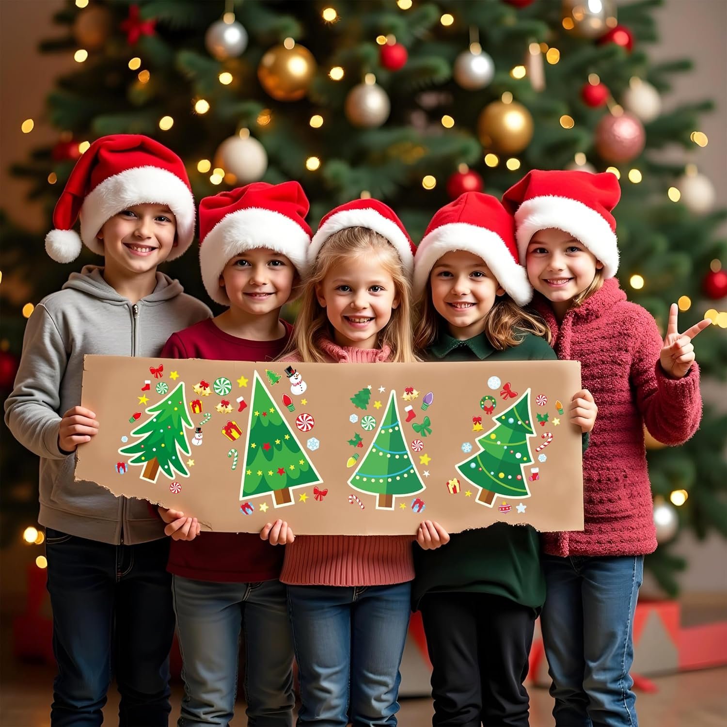 JOYIN 24 Pcs Christmas Tree Stickers, Make Your Own Christmas Tree Stickers Sheets, Party Favors for Kids Xmas Party Supplies, Green Stickers for Classroom Games, Stocking Stuffers Holiday Presents - Image 5