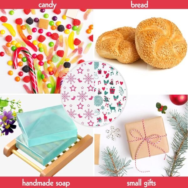 ASTARON 100pcs Christmas Wax Paper Sheets for Food Wrapping, Christmas Tissue Wax Paper for Candy Cookies Sandwich Wrapping Paper Fried Food Basket Liner Greaseproof Paper (Red Green) - Image 7