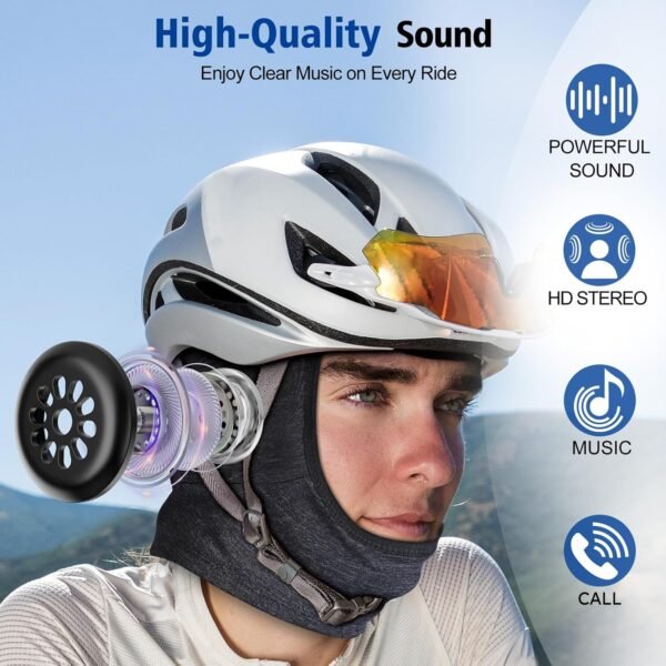 MUSICOZY Balaclava Ski Mask with Bluetooth 5.4 Headphones, Winter Thermal Face Mask, Windproof Neck Warmer for Outdoor Sports - Image 6