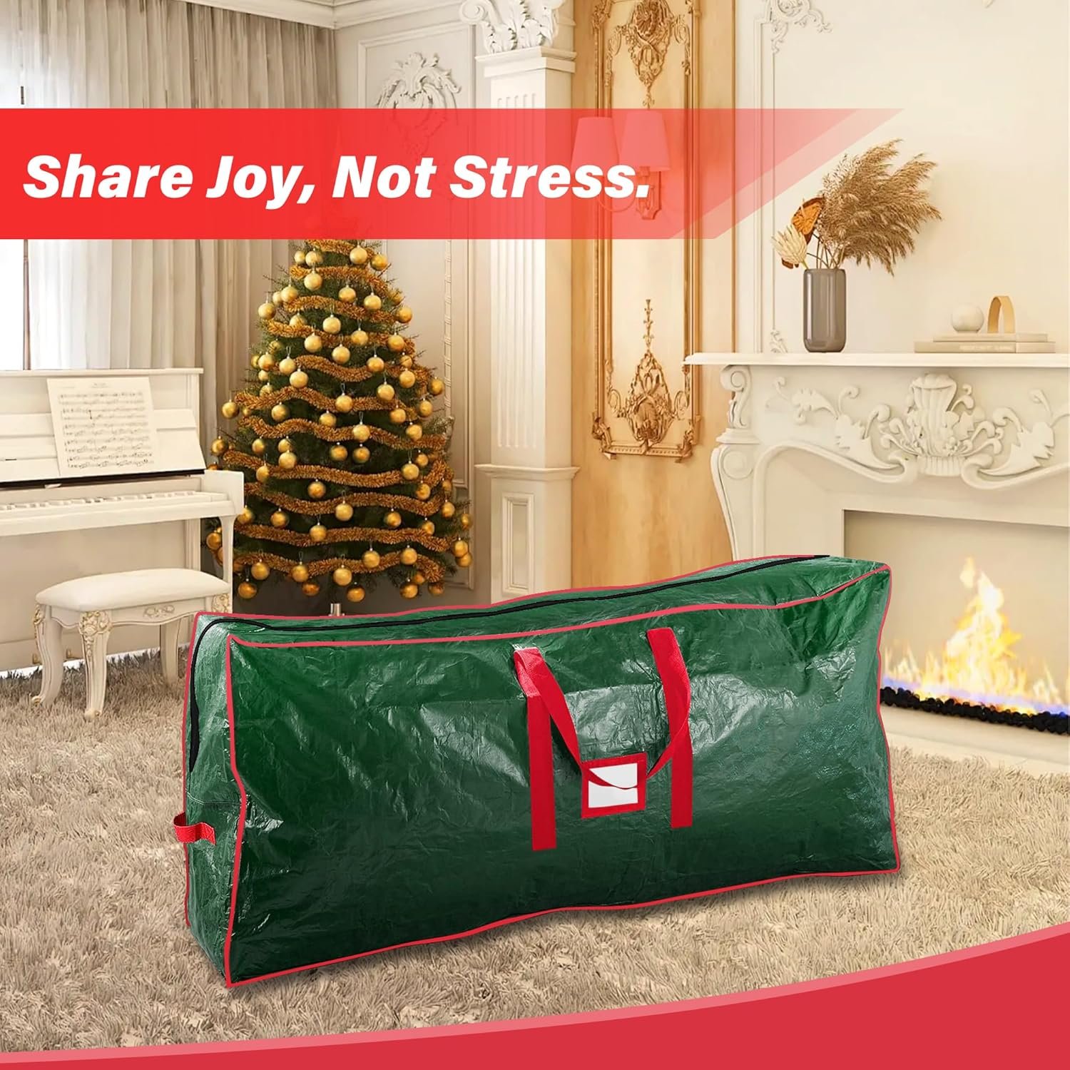 Christmas Tree Storage Bag, Fits Up to 7.5 Ft Artificial Trees,Dual Zippered Bag with Durable Handles, Waterproof Christmas Tree Storage Case, Protects from Dust and Moisture(7.5 ft,Green) - Image 7