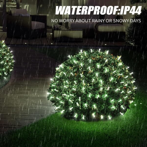 Solar Powered Christmas Net Lights Outdoor Mesh Lights for Bushes, 8 Modes Solar Christmas Lights Decorations Outdoor for Garden, Yard, 6.56Ft*6.56Ft (White) - Image 4