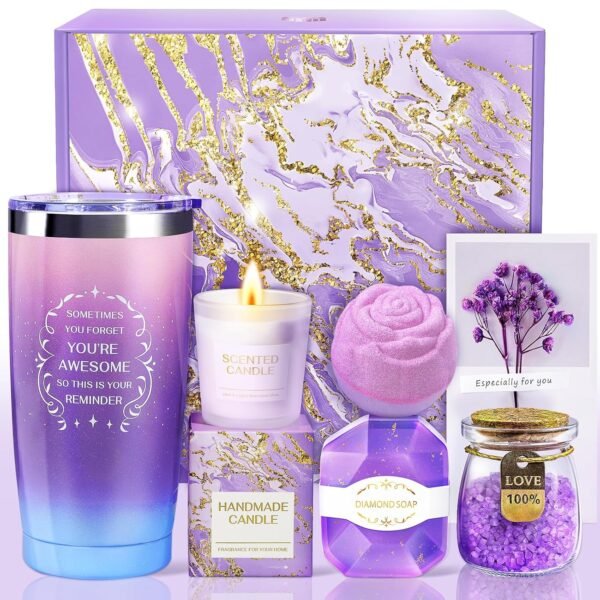 Gifts for Women, Birthday Gifts for Women, Gift Basket Set for Mom, Wife, Girlfriend, Mother, Her - Happy Birthday, Christmas Gift - Lavender Spa Gift Basket Set Christmas Gifts for Women - Image 2