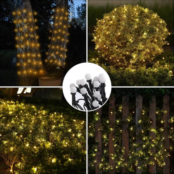 Solar Christmas Lights Outdoor Waterproof, 100Led 5ftx5ft Net Lights Outdoor Mesh Lights with Remote, 8 Modes Connectable Net Christmas Lights for Bushes Outdoor Christmas Decorations(Warm White) - Image 6