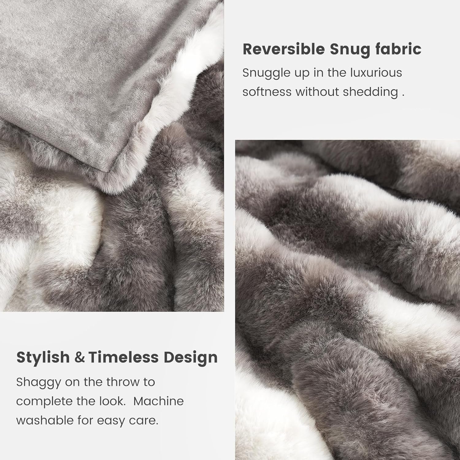 Cozy Bliss Faux Fur Throw Blanket for Couch, Fuzzy Soft Plush Thick Bubble Blanket for Sofa Bedroom Living Room, 50 * 60 Inches Tie-dye Taupe - Image 8