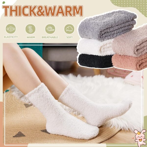 Velice Womens Fuzzy Socks Soft Cozy Fluffy Slipper Socks Winter Warm Plush Sleeping Christmas Socks 5 Pairs - Image 3