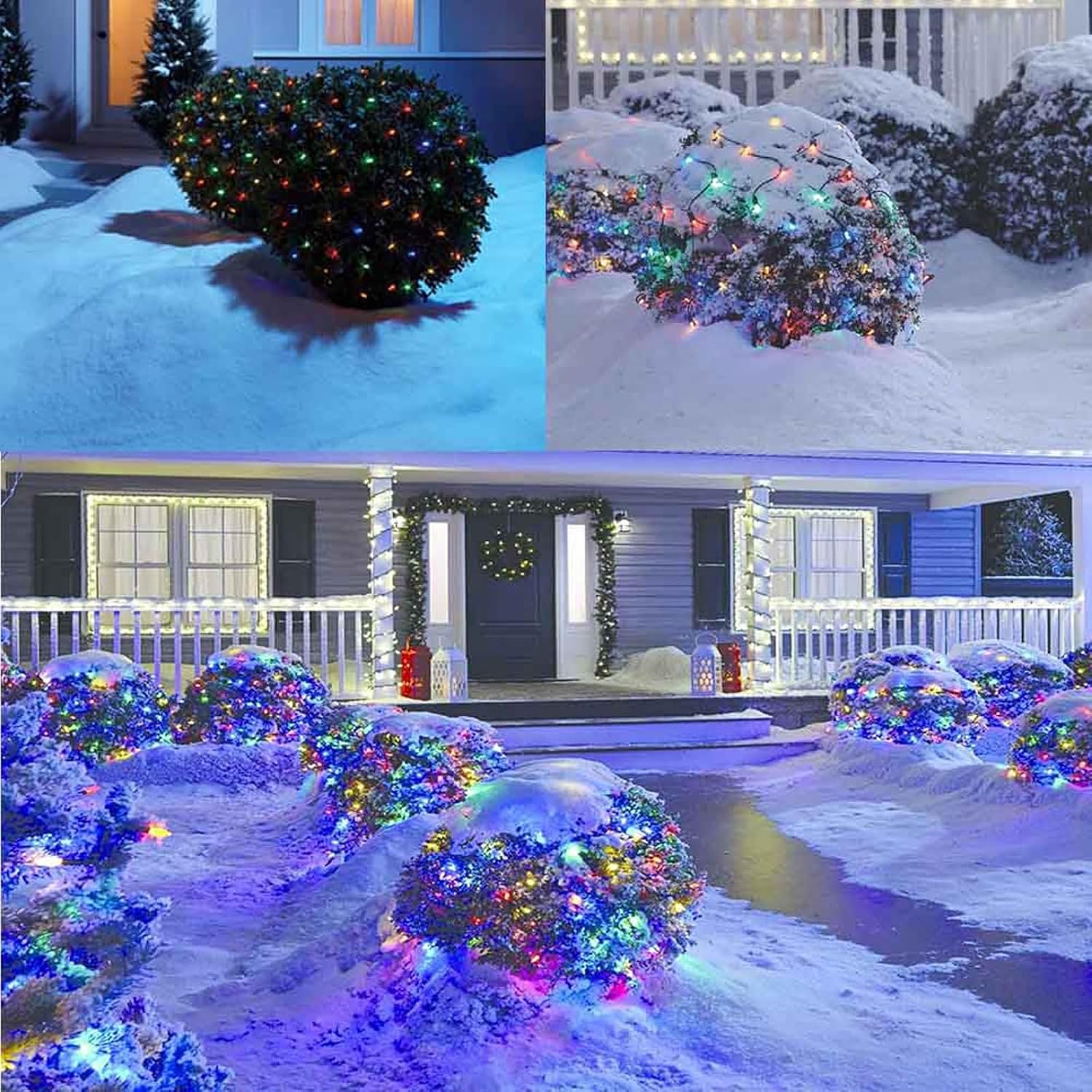 2 Pack Battery Operated Net String Lights 4.9x3.9Ft 100LED-Light 8 Modes Mesh Waterproof Wide Angle LED Curtain Lights for Christmas Xmas Garden Yard Party Wedding and Holiday Decor(Multi Color) - Image 3