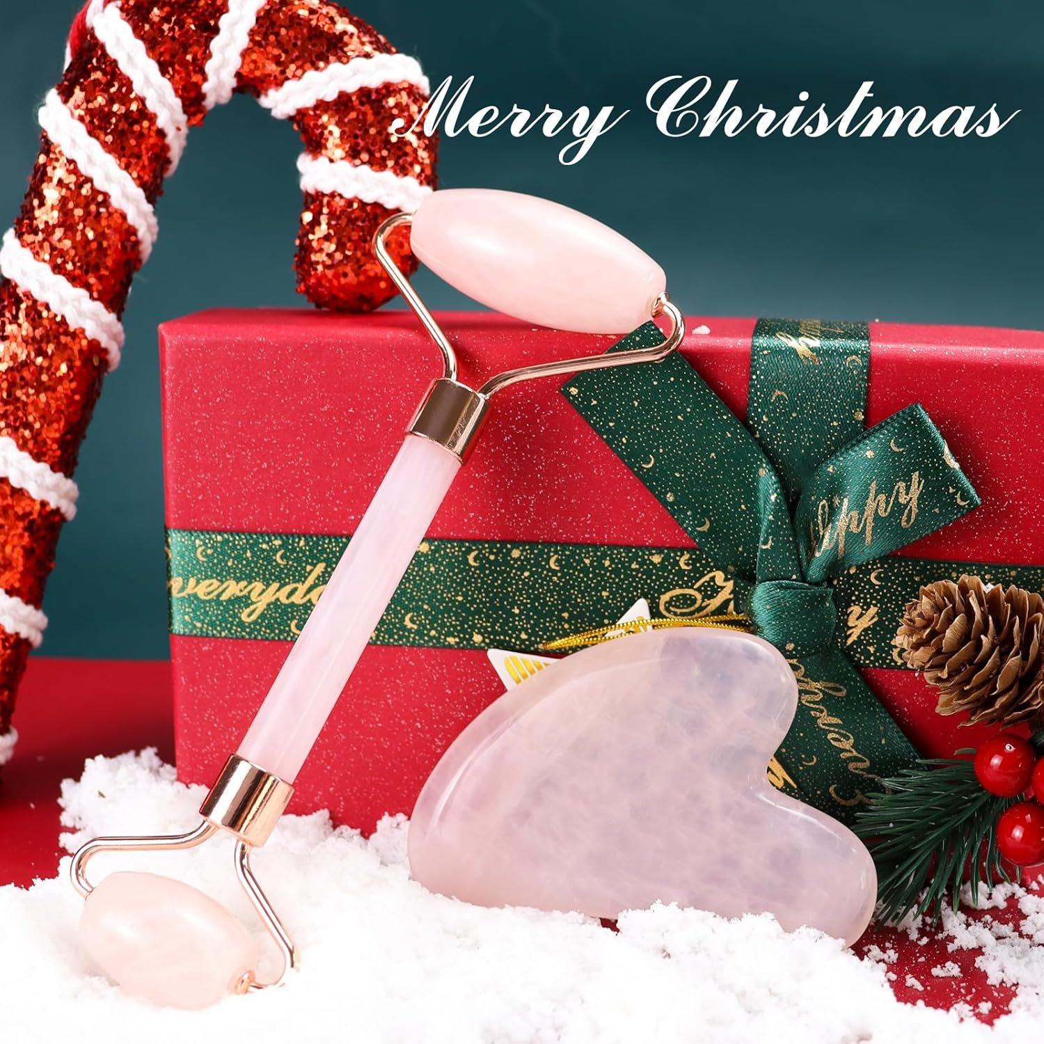BAIMEI IcyMe Jade Roller & Gua Sha, Face Roller Redness Reducing Skin Care Tools, Self Care Pink Gift for Men Women, Massager for Face, Eyes, Neck, Relieve Fine Lines and Wrinkles - Rose Quartz - Image 6