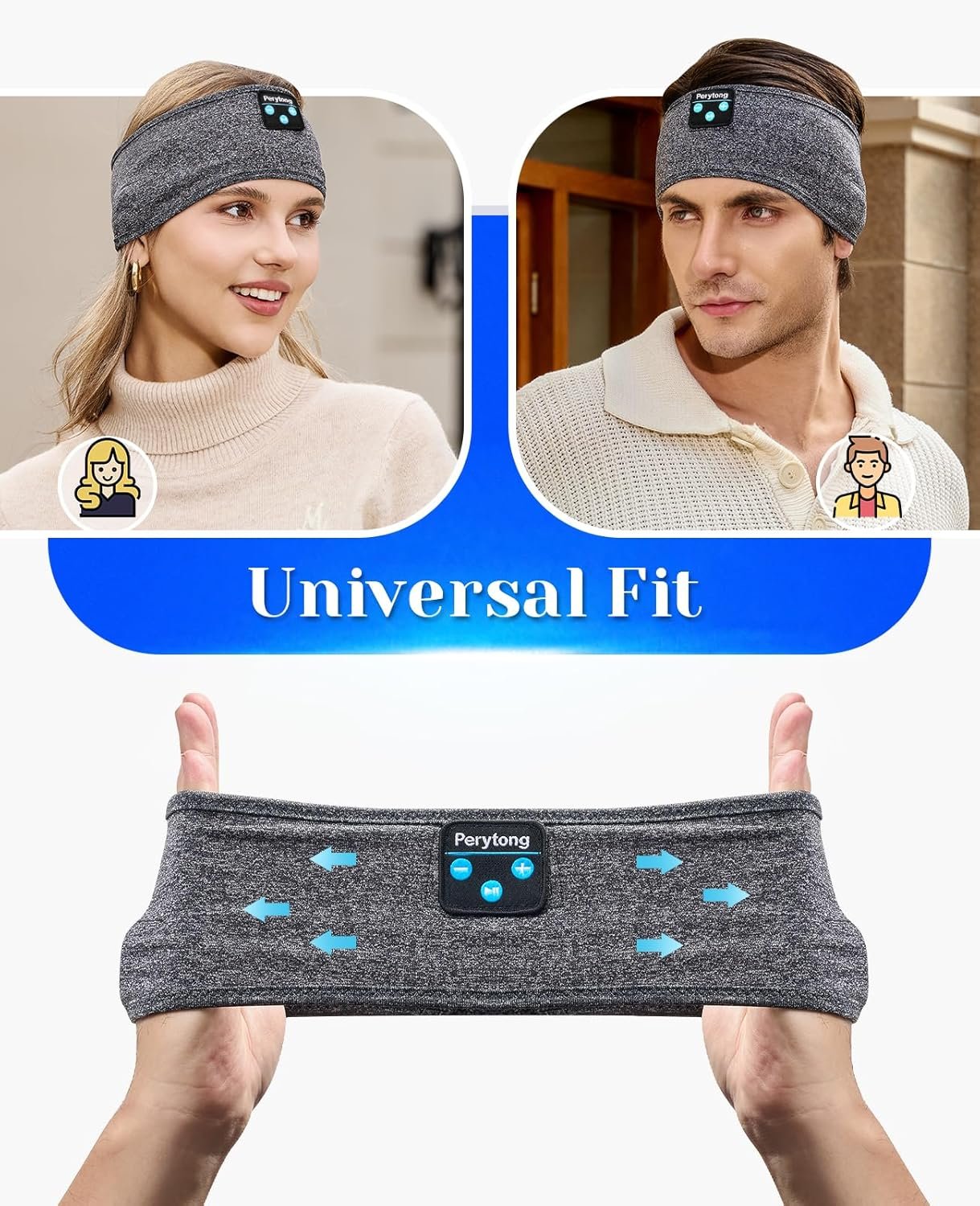 Perytong Sleeping Headphones Bluetooth Headband, Soft Long Time Play Sleeping Headsets with Built in Speakers Perfect for Workout,Running,Yoga,Travel, Darkgray - Image 9