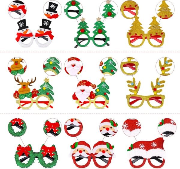 15 Pcs Christmas Glasses Frame, Holiday Party Eyeglasses Frames Christmas Decoration, Christmas Photo Props Eyewear, Christmas Party Favors Supplies for Christmas Dinner Picnic - Image 5