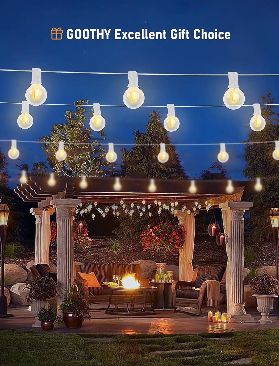 25Ft LED Outdoor String Lights Christmas, G40 Globe Patio String Lights Waterproof with 27 Shatterproof LED Bulbs, Hanging Christmas Decorations Lights for Backyard Porch Garden Bistro Party- White - Image 7
