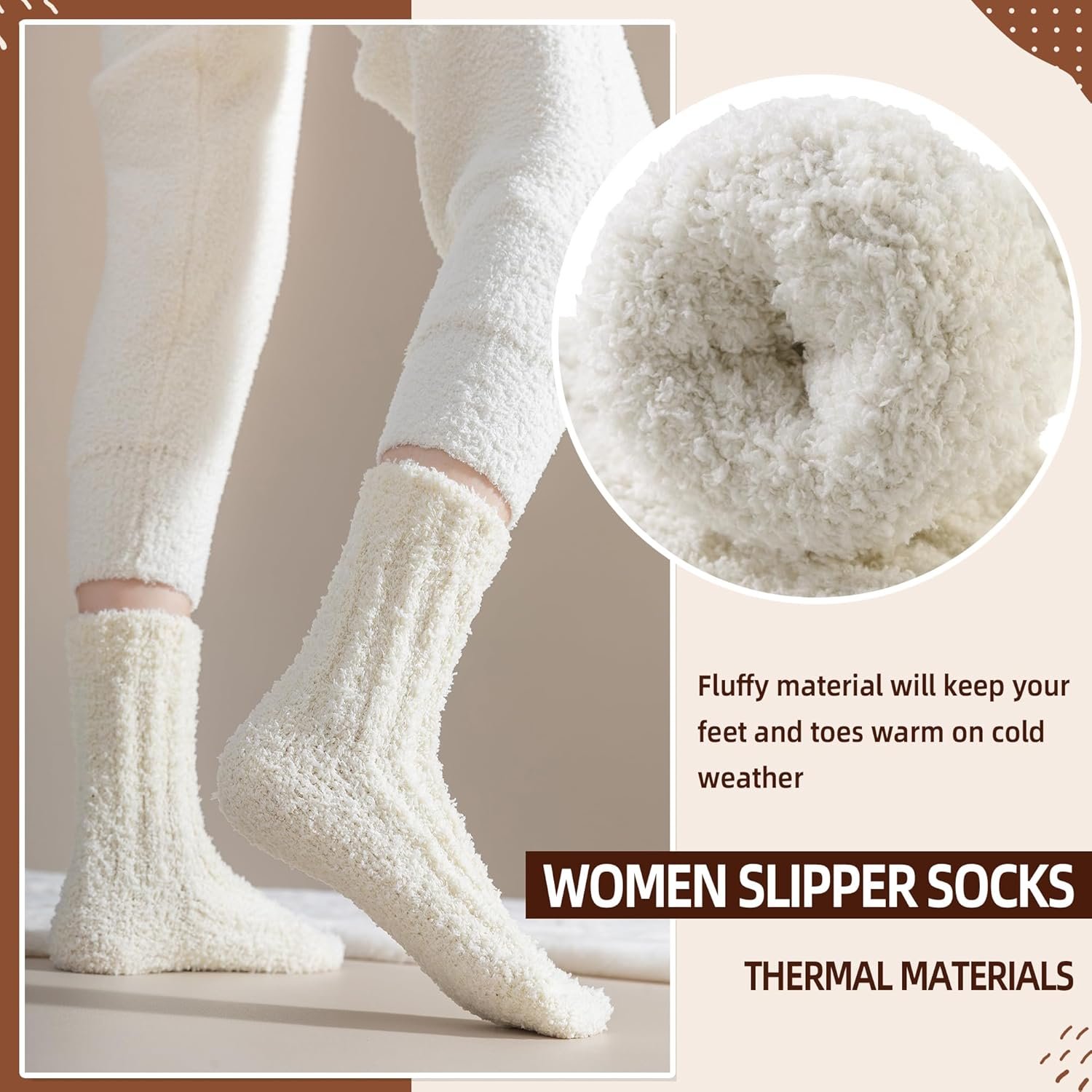 Velice Womens Fuzzy Socks Soft Cozy Fluffy Slipper Winter Socks Warm Plush Sleeping Christmas Socks - Image 4