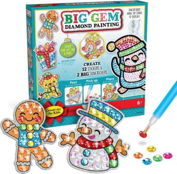 Creativity for Kids Big Gem Diamond Painting Kit: Holiday Stickers and Suncatchers, DIY Christmas Crafts for Kids - Image 2