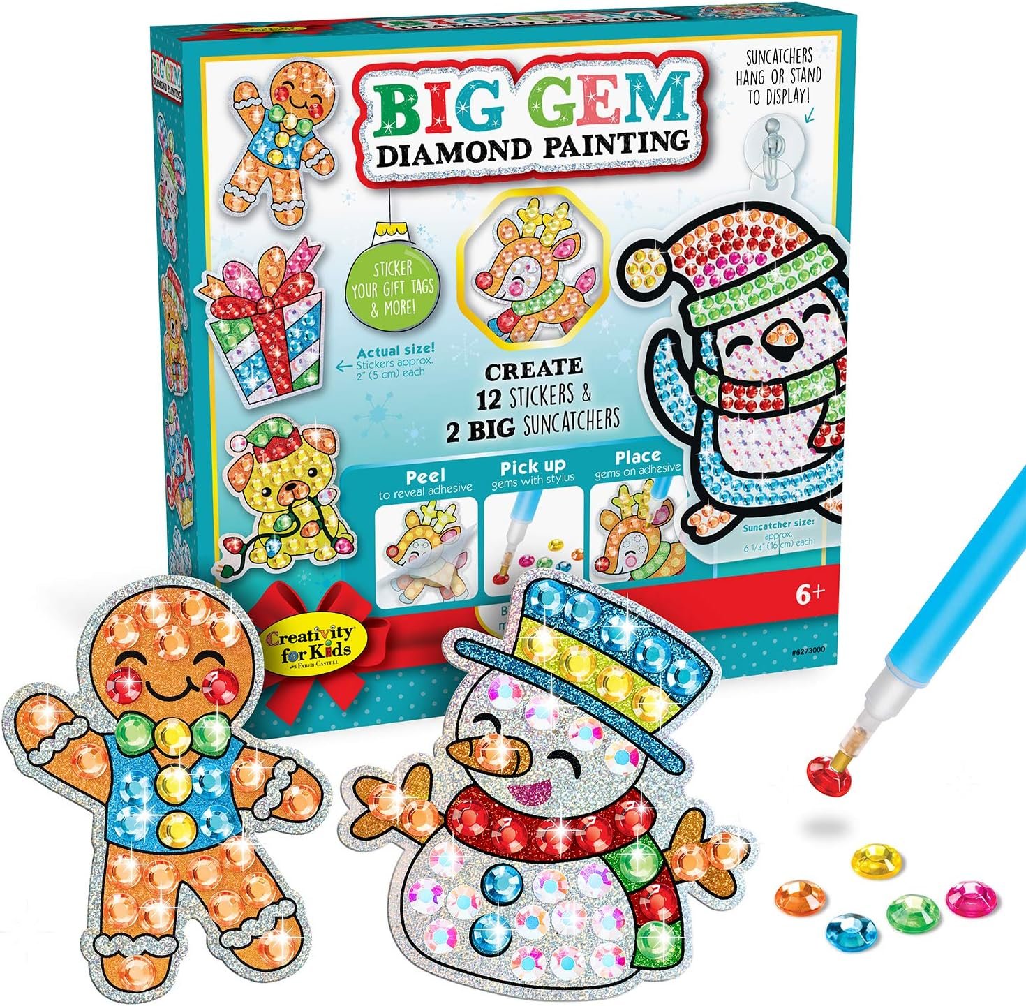 Creativity for Kids Big Gem Diamond Painting Kit: Holiday Stickers and Suncatchers, DIY Christmas Crafts for Kids - Image 2