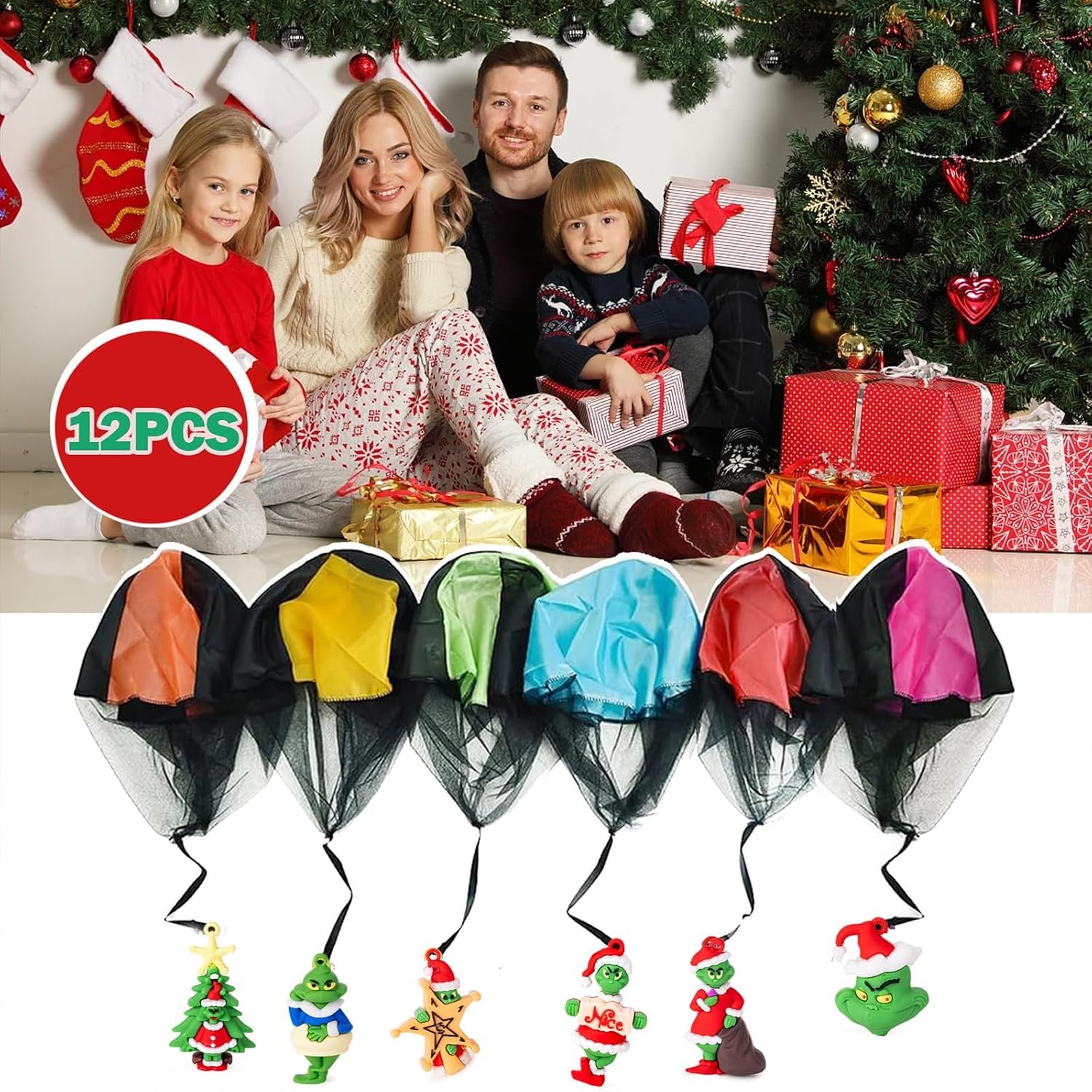12PCS Christmas Parachute Toys,Christmas Toys for Kids Girls Boys,Christmas Stocking Stuffers 2024,Tangle Free Outdoor Flying Parachute,Christmas Party Favors Xmas Gifts Goody Bag Filler - Image 3