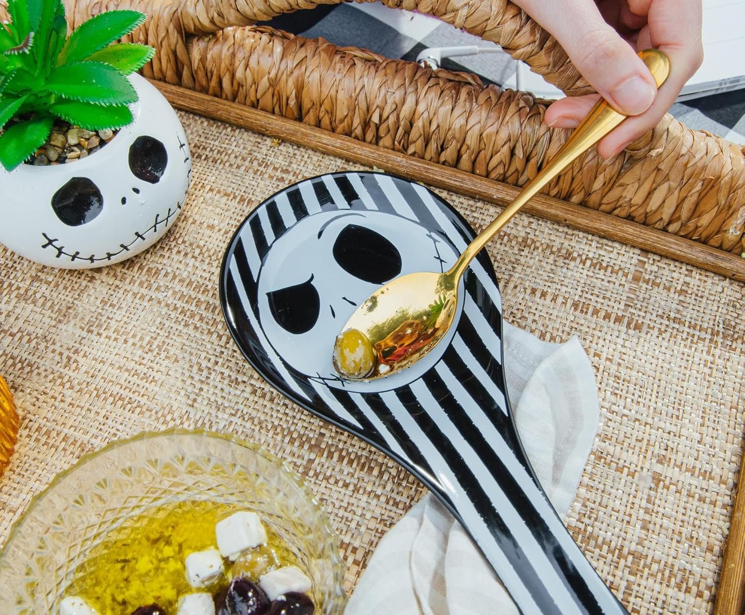 Disney The Nightmare Before Christmas Jack Skellington Ceramic Spoon Rest Holder | Kitchen Organizer For Utensils To Keep Countertop Clean - Image 6