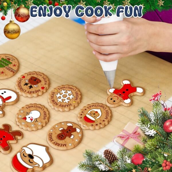 24 Pieces Christmas Cookie Cutters, 3D Gingerbread Xmas Embossing Santa Claus Elk Snowman Shapes Plastic Biscuit Cutter Molds with Plunger Stamp for Baking Holiday Party Supplies - Image 6