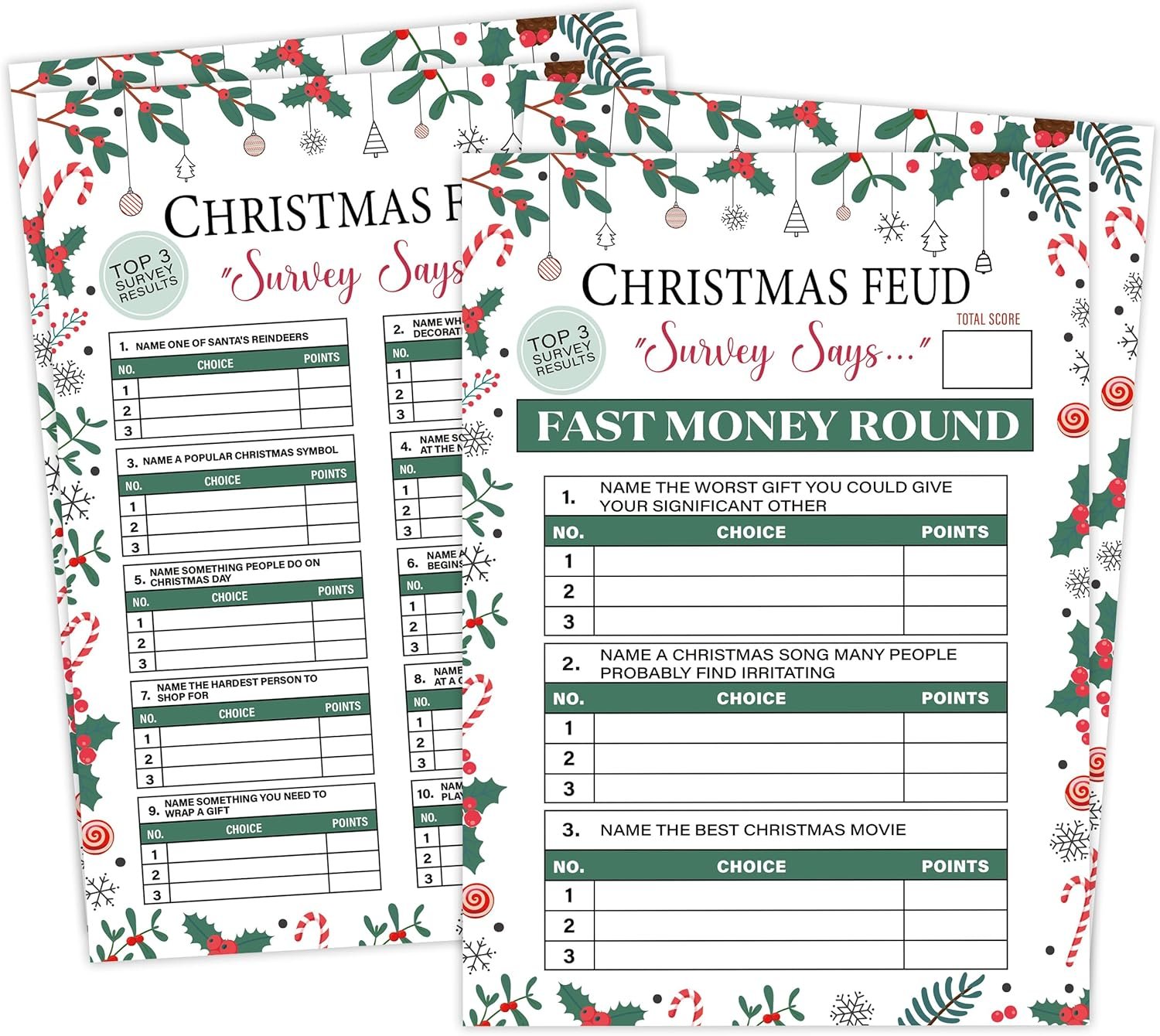 QOFO Christmas Friendly Feud Game - The Hilarious Party Game of Guessing Top Answers,Feud Game for Adults,Christmas Party Game,Classroom Game,Family Game Night,Team Ice Breaker Game-6 - Image 2