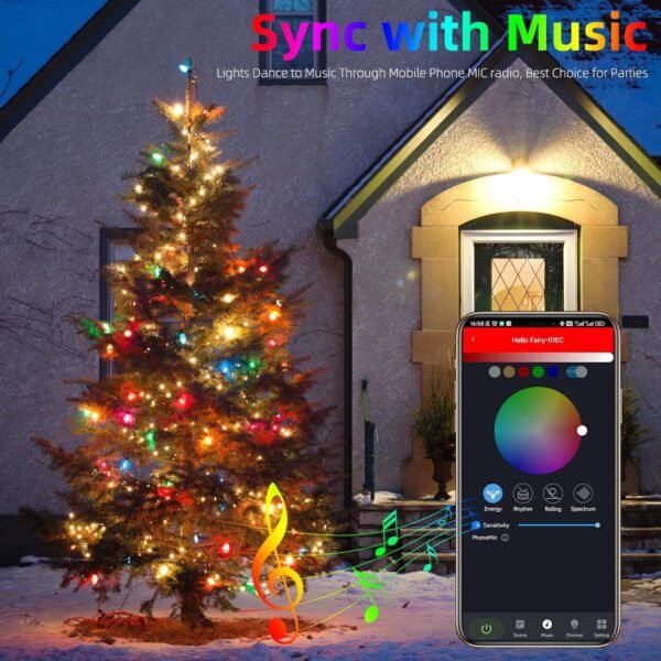 XTF2015 Christmas Tree Lights Color Changing Smart RGB String Lights 99FT 300LED with Remote & App Control & Timer, Waterproof Christmas Lights Multiple Function Modes for Garden Tree House Decor - Image 6