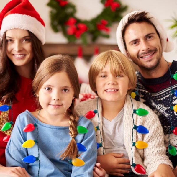 JOYIN 3 PCS Christmas LED Light Up Bulb Necklace Christmas Holiday Accessories Party Favors 12 LED Bulbs - Image 5