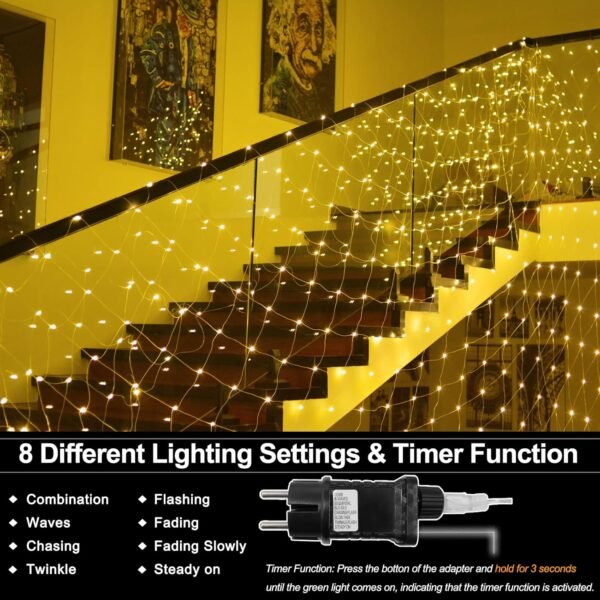 20Ft x 13Ft Net Lights Outdoor Mesh Lights Plug in, 720 LED Net Lights IP68 Fully Waterproof for Party Garden Backyard Wall Bush Christmas Decor (Warm White) - Image 6