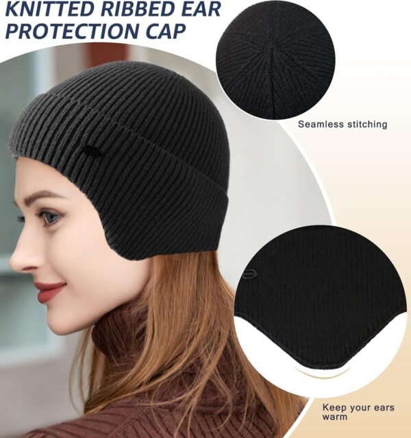 HiRui Knit Beanie Hats Winter Hats Ear Covers for Men Women-Warm Daily Headwear - Image 4