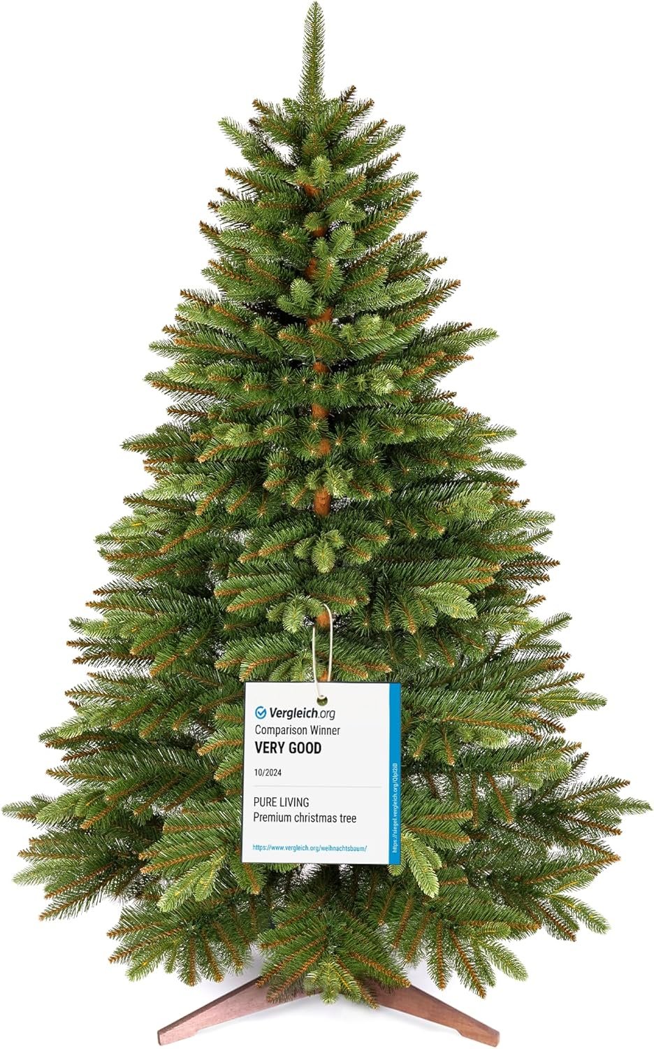 Artificial Christmas Tree 8ft - Premium Realistic Artificial Christmas Tree Looks Real Wooden Stand and Storage Bag - Xmas Tree - Artificial Christmas Trees by Pure Living - Image 2
