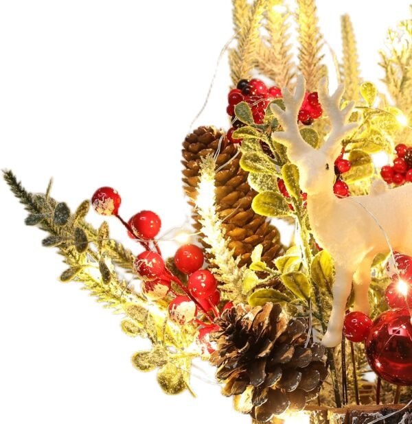Xmas Decor Small Christmas Tree with Lights - Artificial Tabletop Lighted Mini Christmas Tree with Christmas Ornaments Gnomes Indoor for Office Desk Home Decorations - Image 3