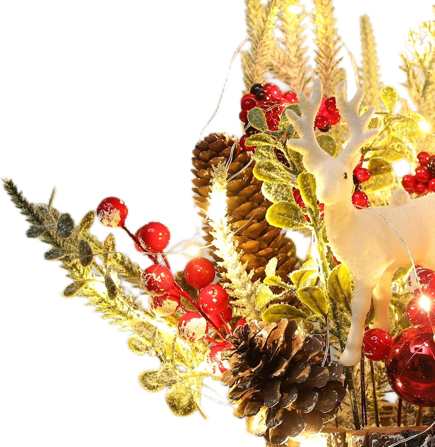 Xmas Decor Small Christmas Tree with Lights - Artificial Tabletop Lighted Mini Christmas Tree with Christmas Ornaments Gnomes Indoor for Office Desk Home Decorations - Image 3