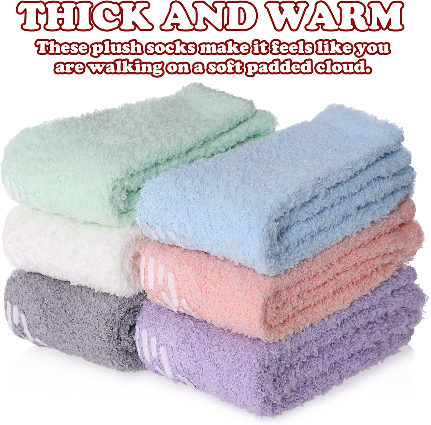 FNOVCO Non Slip Socks for Women Winter Warm Cozy Fuzzy Slipper Socks Soft Fluffy Hospital Socks with Grips - Image 4