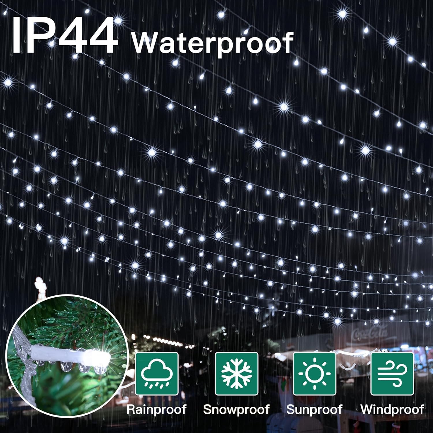 328 FT 1000 LED Christmas Lights Outdoor, Christmas String Lights with Remote and Timer, White Christmas Lights with 8 Modes Dimmable, Fairy Lights for Wedding Party Home Xmas Holiday Decor - Image 8