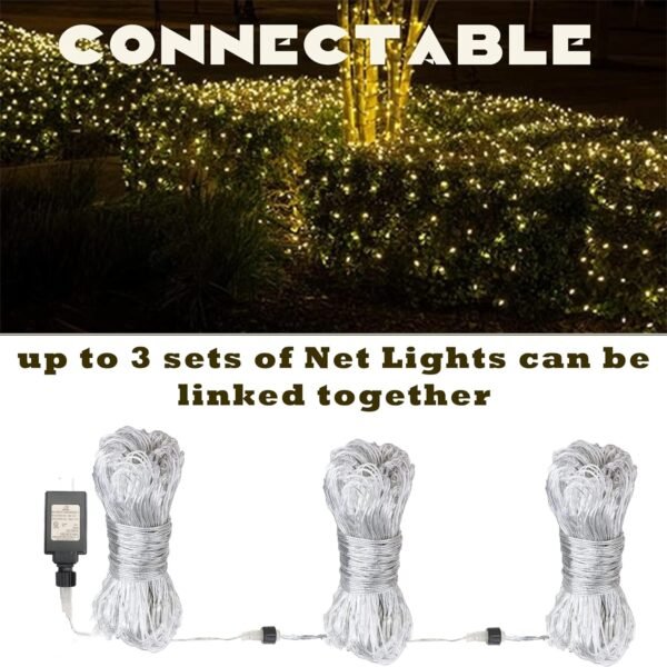 Net Lights Outdoor, 270 LED Christmas Net Lights for Bushes, Connectable mesh Lights with 8 Lighting Modes, 10×10 FT Waterproof Fairy Lights for Garden, Backyard, Holiday - Image 4
