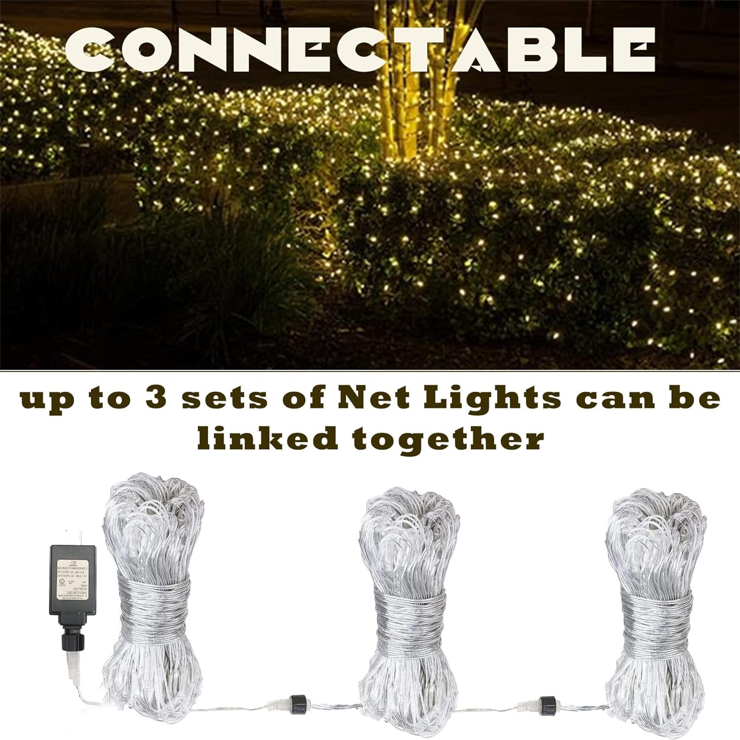 Net Lights Outdoor, 270 LED Christmas Net Lights for Bushes, Connectable mesh Lights with 8 Lighting Modes, 10×10 FT Waterproof Fairy Lights for Garden, Backyard, Holiday - Image 4