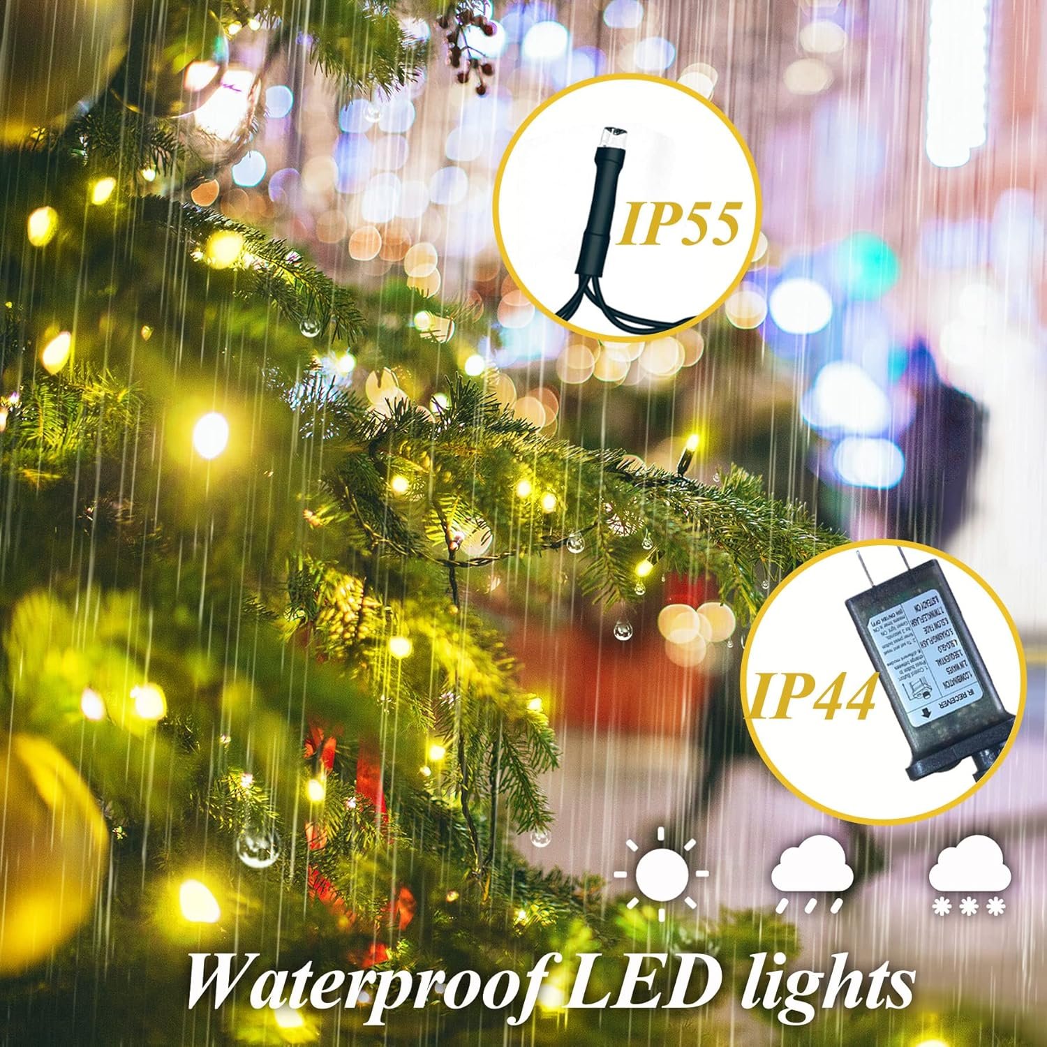 aneeway Christmas Tree Lights, 400 LED Christmas Lights with 8 Light Modes & Memory Function, 6.6FT x 16 String Lights with Timing Function & Remote Control for Christmas Decorations - Warm White - Image 6