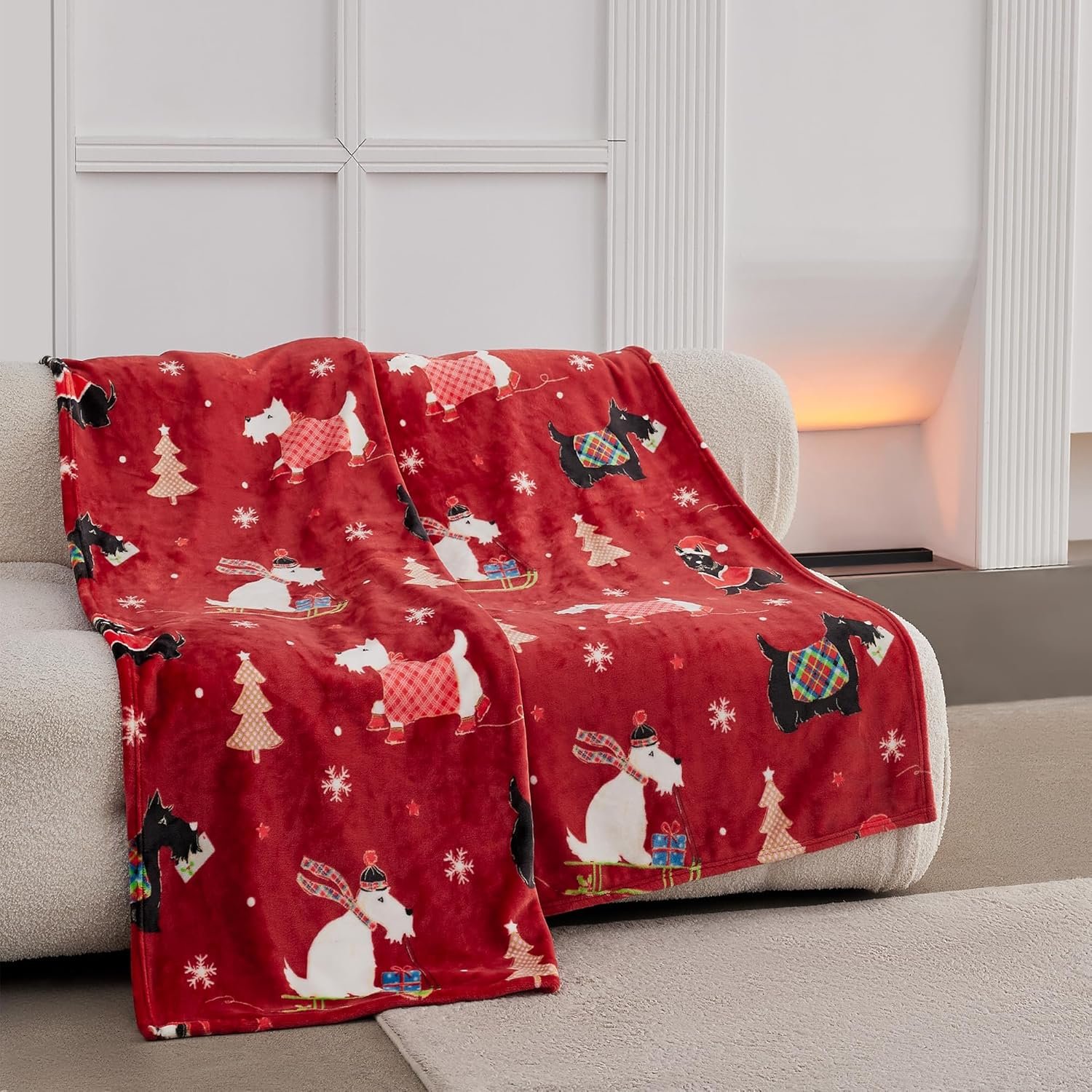 Super Soft Flannel Christmas Throw Blanket 50x60 Inches, Premium Silky Fleece Lightweight Bed Blanket All Season Use, Christmas Red, 50"x60" - Image 2