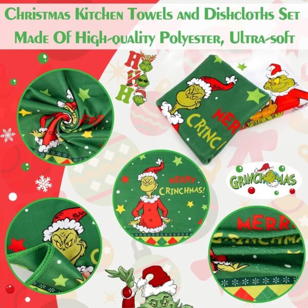 3 Pack Christmas Hand Towels for Kitchen, 14" x 28" Large Christmas Kitchen Bathroom Decor Absorbent Xmas Tea Dish Towels Set for Drying Cleaning Cooking Xmas Holiday Housewarming Gift for New Home - Image 5