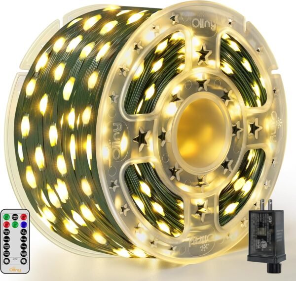 Ollny Christmas Lights 1000 LED 330 FT, IP67 Waterproof Plug in Christmas Tree Lights with Remote, 8 Modes, 3 Timers, Dimmable, House Xmas Indoor Decorations Outdoor Christmas Lights (Warm White) - Image 2